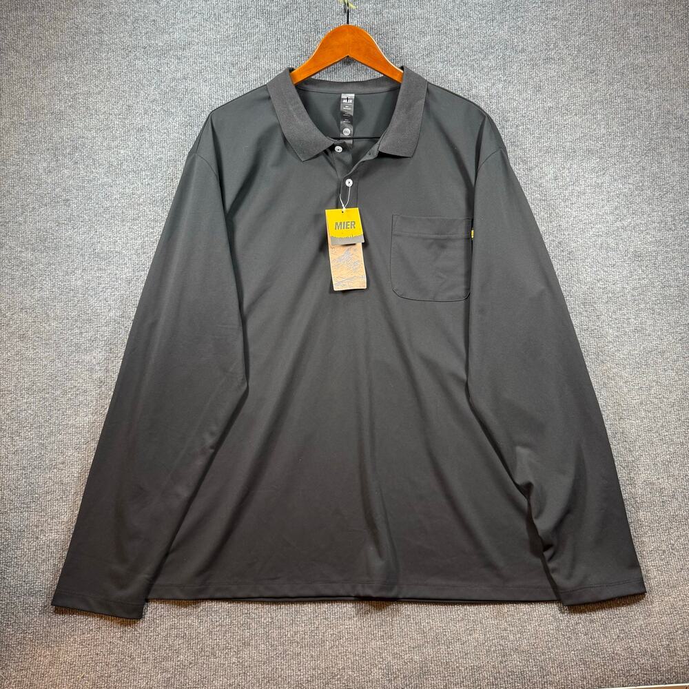 MIER NWT Henley Shirt Men's 3XL Black Long Sleeve Stretch Casual